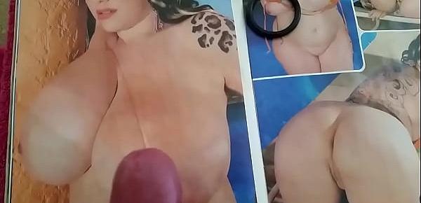  wanking and cumming over a big tit porn mag